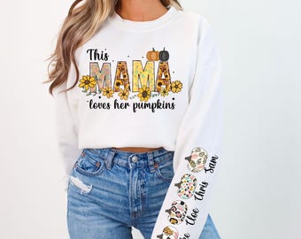 Mama Loves Pumpkins PNG personalizado - Design de sublimação de outono (download digital)
