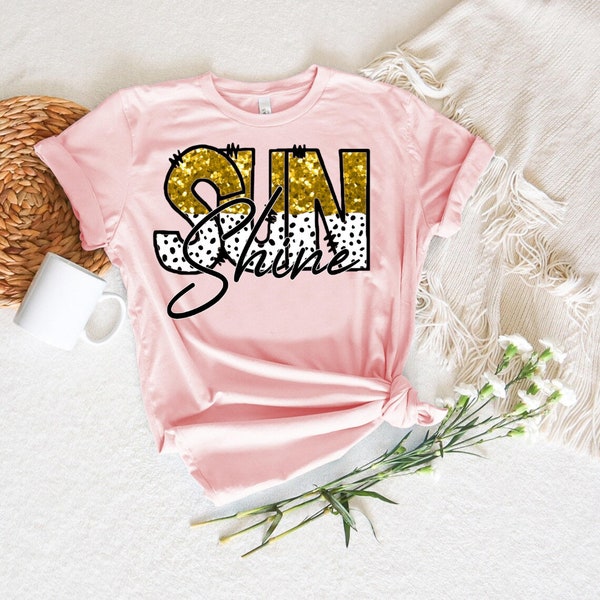 Sunshine PNG Faus Sequins Embroidered Letters Springbreak Shirt Design Sunshine Shirt Design