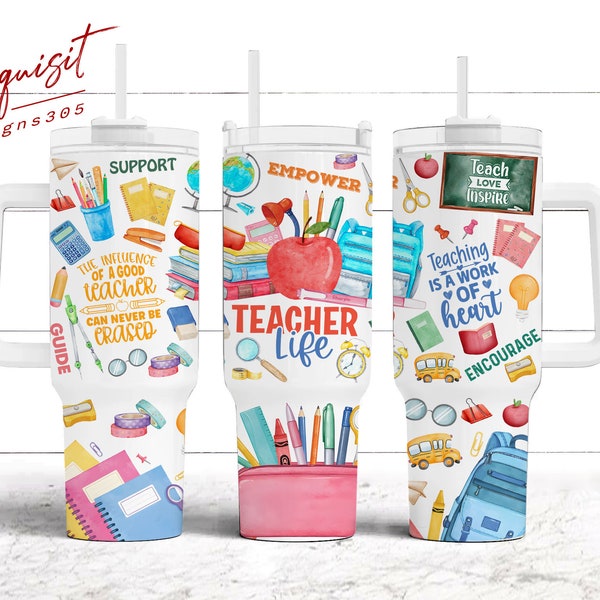 Teacher 40oz Tumbler, Teacher Tumbler Wrap, Watercolor Teacher, Back To School Png, 40oz Tumbler Wrap, Teacher Life, 40oz Tumbler Wrap