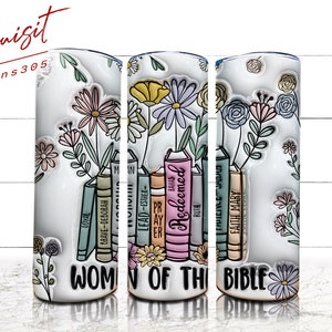 Women of the Bible Tumbler Wrap: Retro Floral Christian Design (PNG Digital Download)