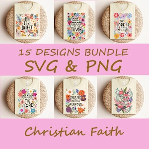 15 Floral Christian Png Bundle, Sublimation Design PNG, Religious Shirt Png, Bible Verse Png, Spirit Png, Motivational Quote Png, Svg Bundle