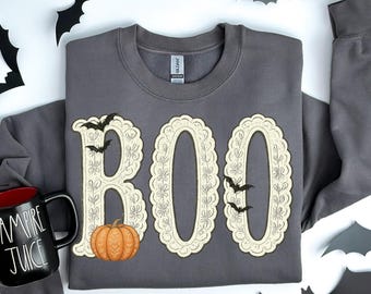 Boo PNG Digitales Design: Gothic Halloween Geister mit Spitze (Digitaler Download