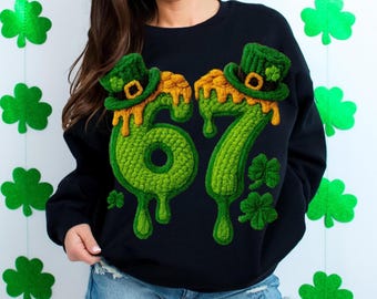 Faux Yarn St. Patrick’s Day 67 Bruh PNG, Funny Irish Lucky Shamrock , Latch Hook Faux yarn Shamrock Sublimation