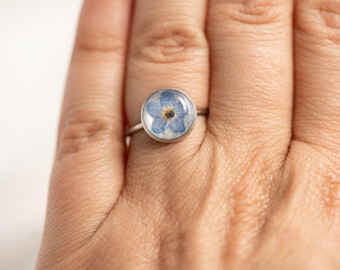 Senfkorn & Vergissmeinnicht Blume Christian Ring - Glaube Schmuck Geschenk für sie Matthäus 17:20 Biblischer Psalm 46 5 Fehlgeburt Baby Verlust Geschenk