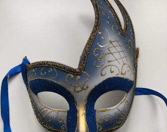 Blue Half Face Masquerade Mask Venetian Style New Years Eve Ball Unisex Masks