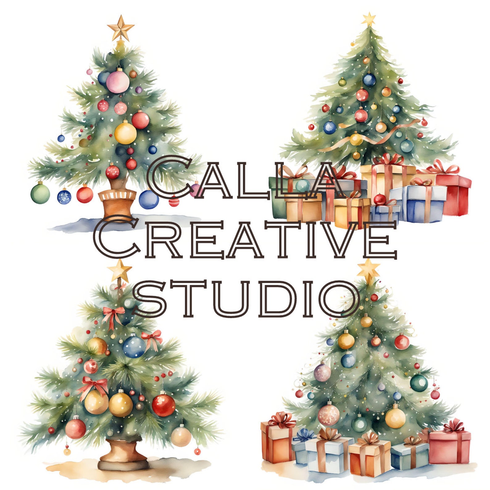 16 Christmas Tree Clipart Digital Download / Digital Paper / Printable
