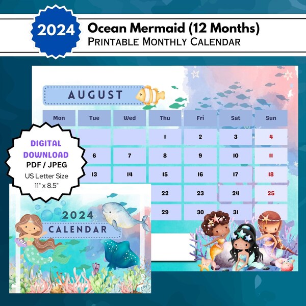 2024 Mermaid Calendar Etsy