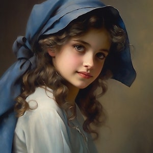 Digital Art Portrait of a Beautiful Young Woman: Elegant and Timeless,DOWNLOAD