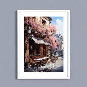 Cozy Street Cafe: Vibrant Digital Art Print for Home Decor,DOWNLOAD