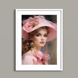 Vintage Woman in Large Hat | Instant Digital Download |Printable | Victorian Portrait. Digital painting