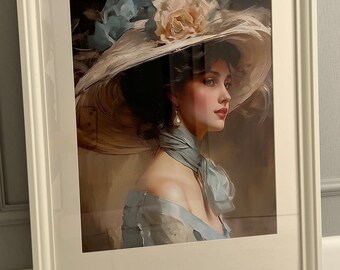 印象派風 女性の肖像画 赤い帽子　額無し 印象派風 女性の肖像画 赤い帽子 額無し