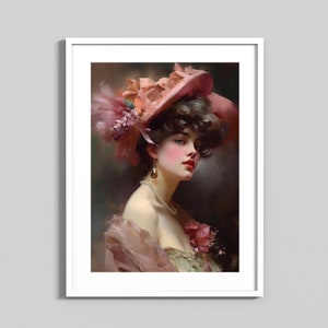 Vintage Woman in Large Hat | Instant Digital Download |Printable | Victorian Portrait. Digital painting