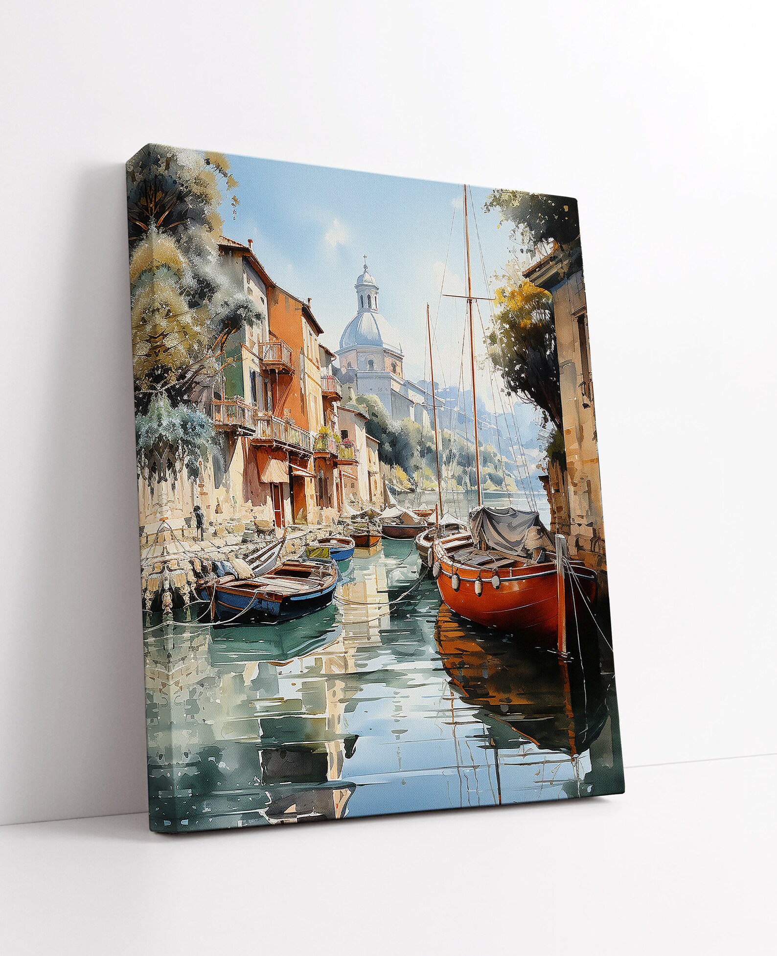 Serene Portofino Docked Boat Watercolor Painting Digital Art Print - Etsy