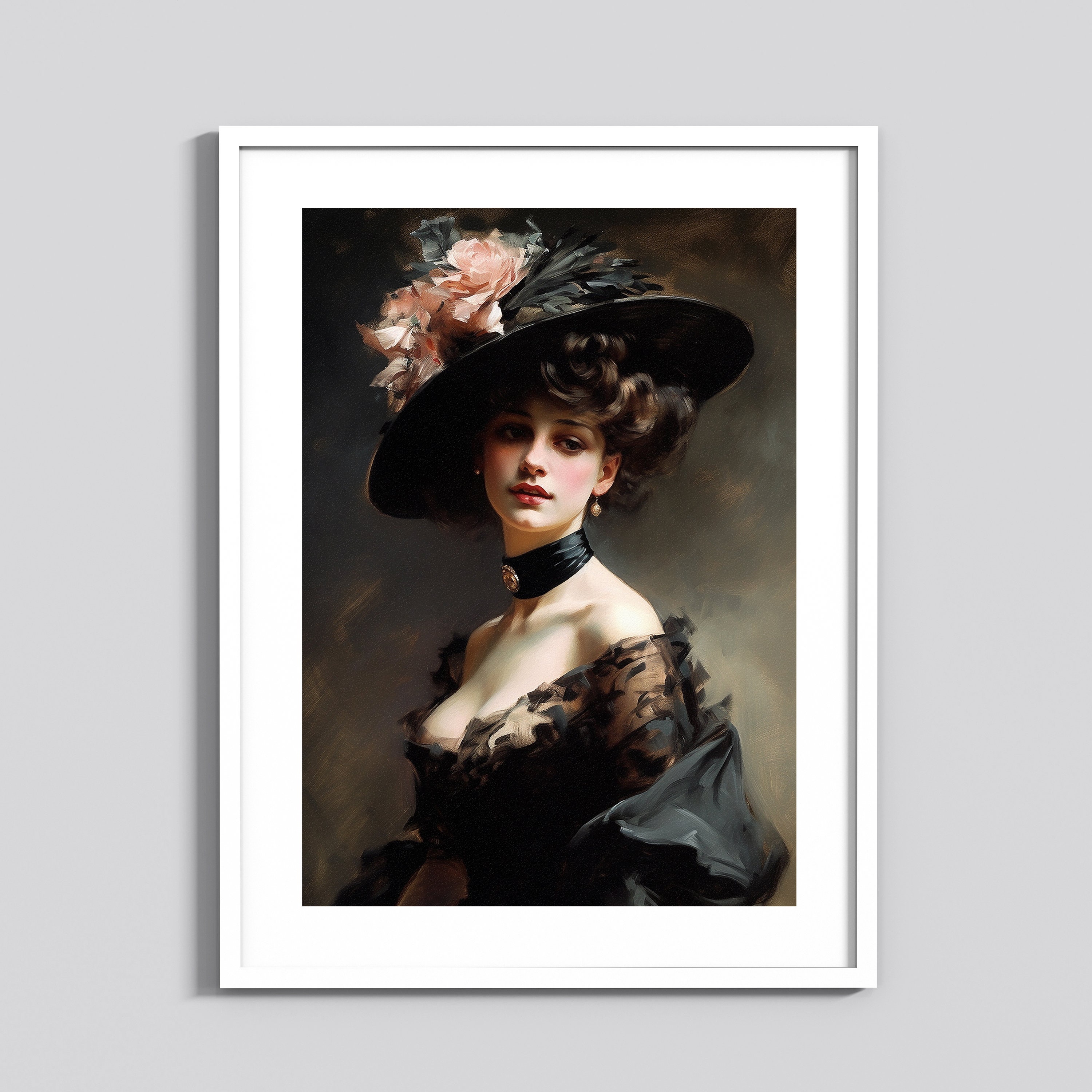 Vintage Woman in Large Hat Instant Digital Download printable Portrait ...
