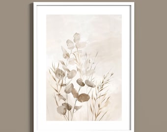 Soft Vintage Botanical Flower & Plant Prints | Minimalist Watercolor Botanical Illustrations | Antique Herbarium Style | Digital Download