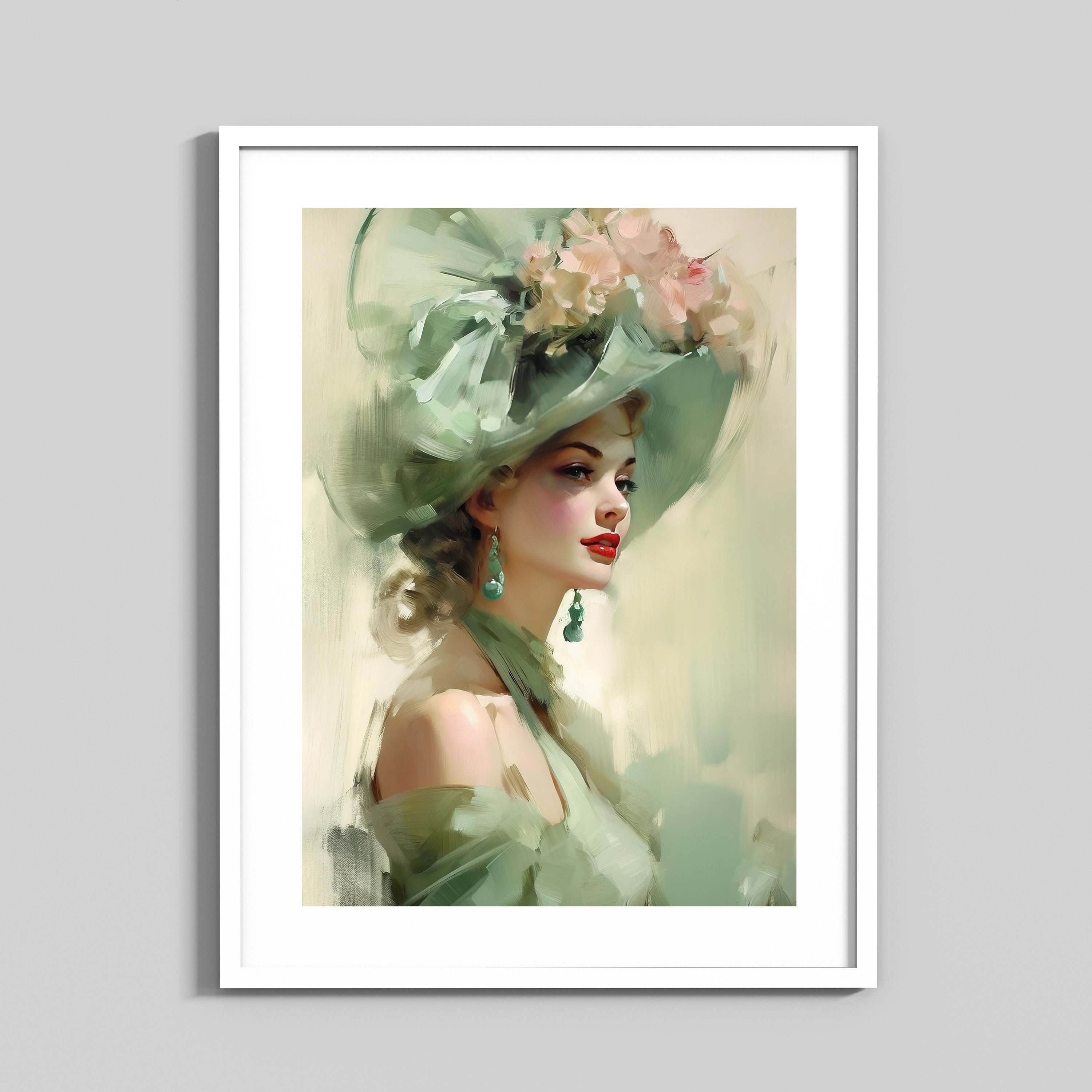 Vintage Woman in Large Hat | Instant Digital Download |printable ...