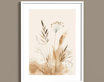 Soft Vintage Botanical Flower & Plant Prints | Minimalist Watercolor Botanical Illustrations | Antique Herbarium Style | Digital Download