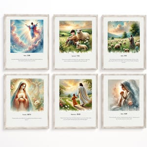 Christian Gallery Wall Set of 6, Christian Bible Wall Art, Christian Gallery Art, Christian Bible Verse Wall Art Download,Scripture Wall Art