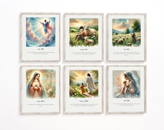 Christian Gallery Wall Set of 6, Christian Bible Wall Art, Christian Gallery Art, Christian Bible Verse Wall Art Download,Scripture Wall Art