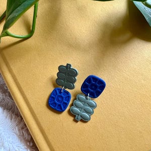 Saphirblatt | Polymer Clay Ohrringe
