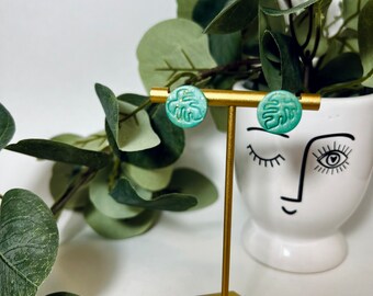 POLYMER CLAY EARRINGS | Monstera Studs