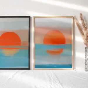 Sun Rising & Setting, set of 2/ Wall art / Digital print / Abstract / Modern Minimalistic