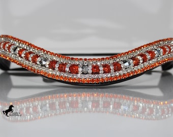 ORANGE CRYSTAL BROWBAND & Schabracke Set, Größe Pony