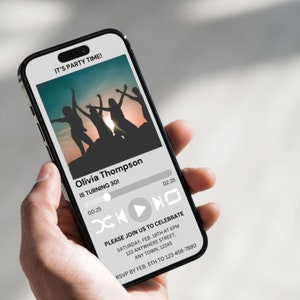 Musiklied digitale Einladung, personalisierte Songkarte, Geburtstagseinladung, digitale Einladung, Music Player benutzerdefinierte Fotoeinladung