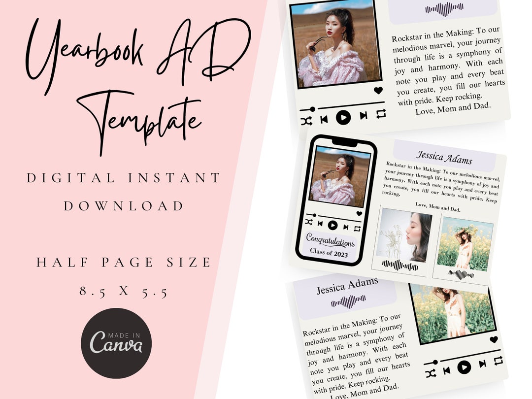 Half Page Yearbook Ad Template Music Player Yearbook Ad Senior ...