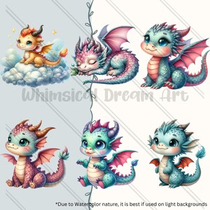 36 PNG 水彩かわいいドラゴン クリップアート、ドラゴン画像、かわいいドラゴン、かわいい動物、ファンタジー、カード作成、スクラップブック、ジャンク ジャーナル、工芸品 画像 4