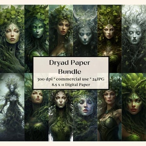 24 Dryade digitales Papier, Celestial Greenman Fantasy floral Grunge Texturen, Fantasy Landschaft Hintergrund, Junk Journal, keltische Zaubersprüche, Natur