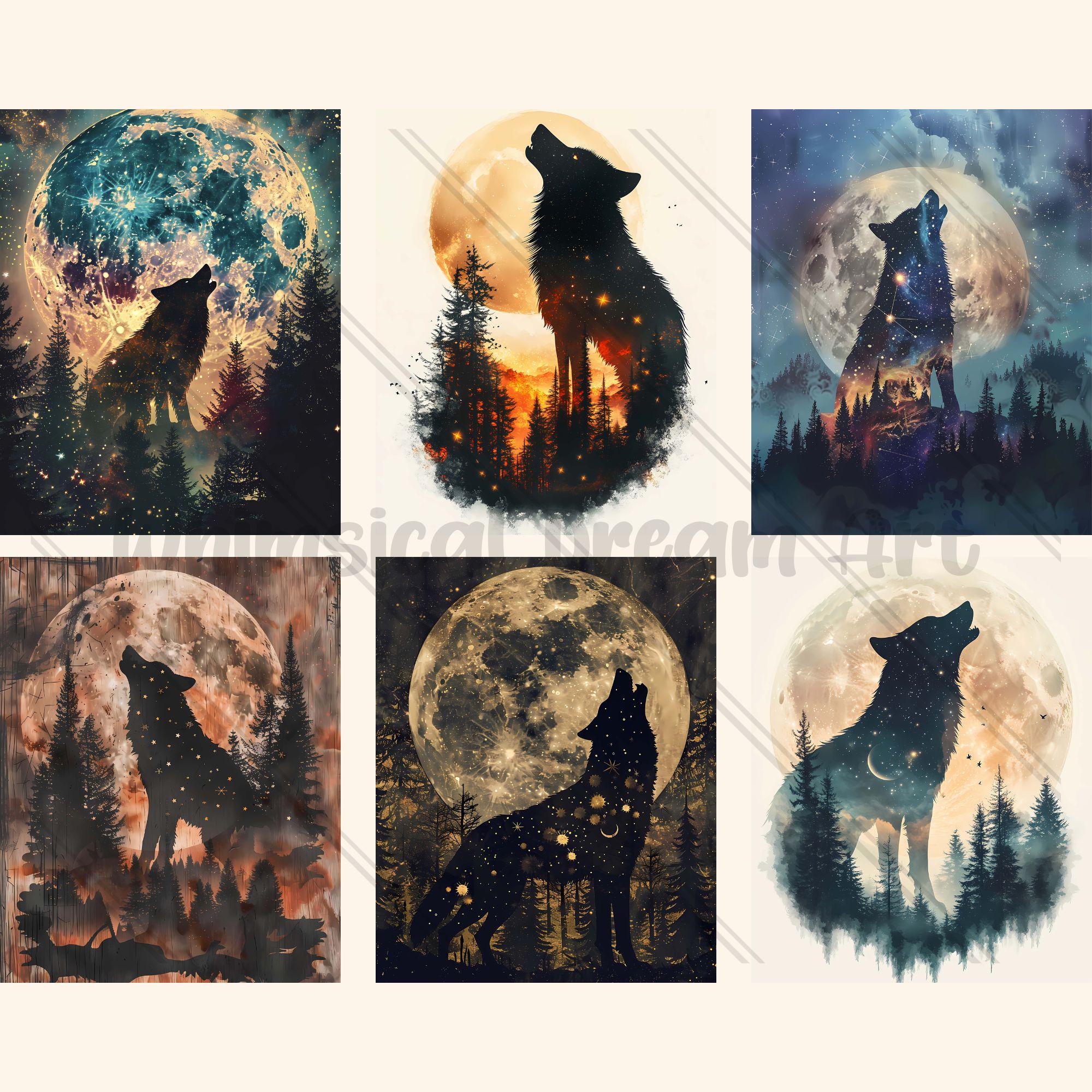 24 Starry Wolf Junk Journal Printable Pages, Printable Junk Journal ...
