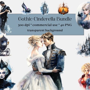 40 PNG acuarela gótica Cenicienta Clipart, acuarela, Cenicienta Png, Ilustración de cuento de hadas, Princesa Castillo Clipart, Uso comercial