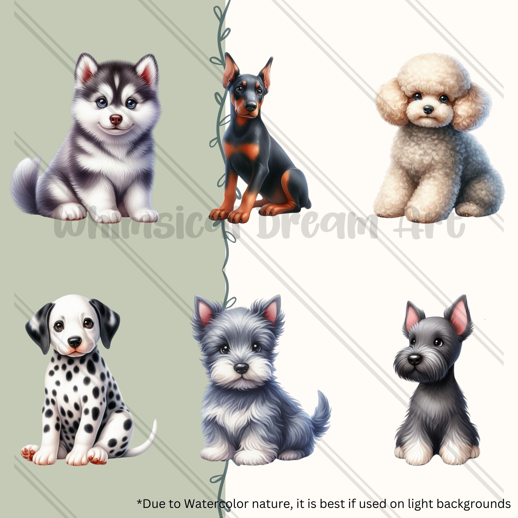 36 Watercolor Cute Puppy Clipart Set ,dog PNG Bundle, Watercolor Images ...