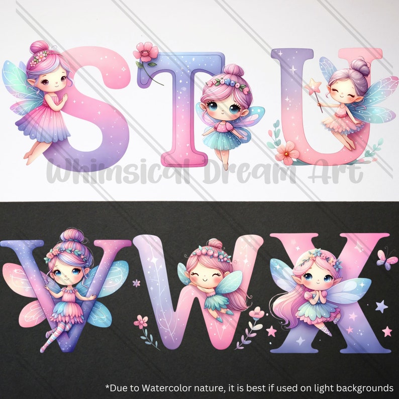 Fairy Clipart Decorative Letters, Uppercase Alphabet Set, Clipart Png ...
