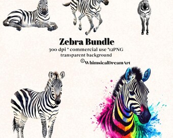 12 Watercolor Zebra Animal Collection Clipart, PNG Realistic Animals Clipart, Cute Animal, Animal Bundle, Commercial Use, Safari, Savannah