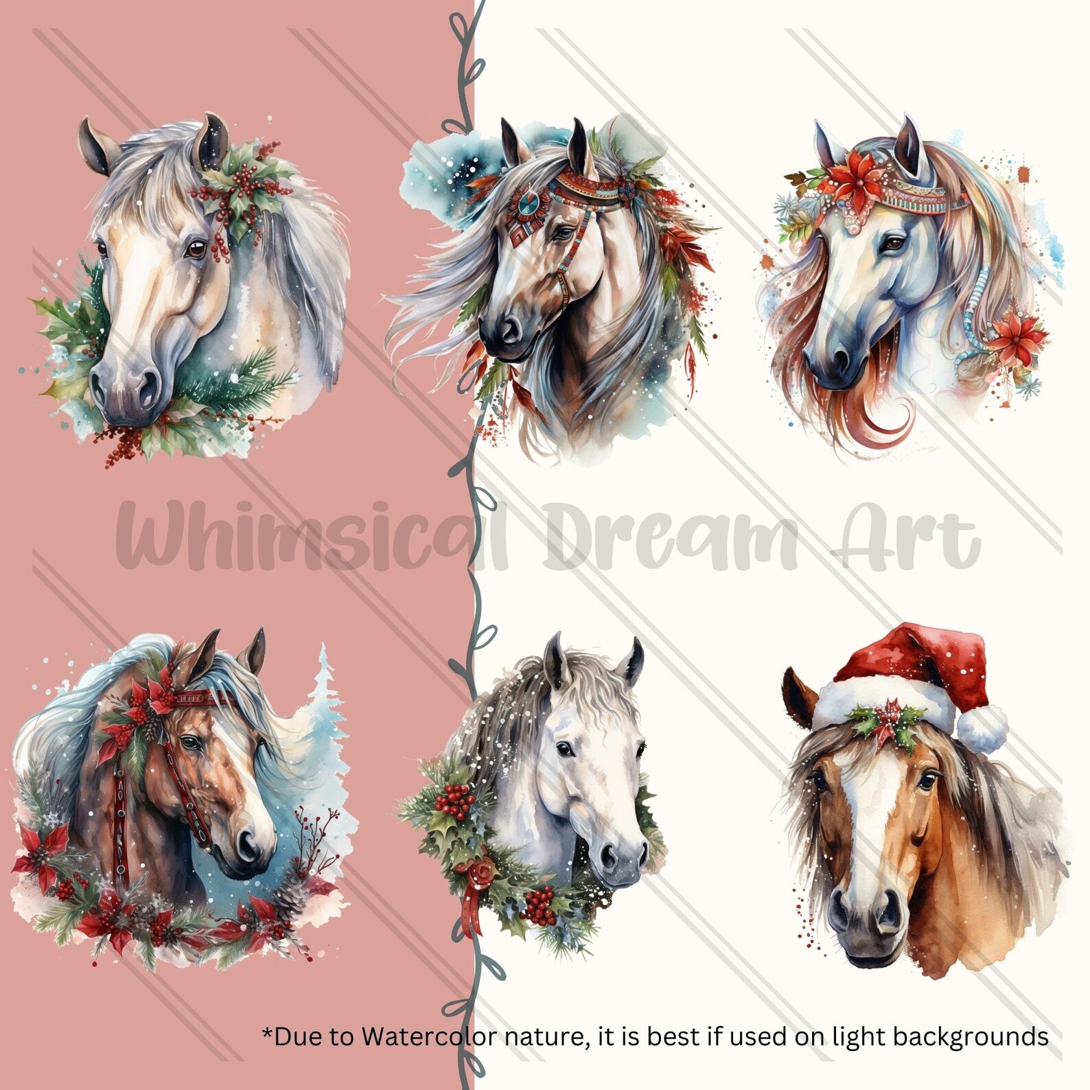29 Christmas Horse PNG Collection, Clipart Set, Watercolor Sublimation ...
