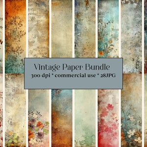 28 Vintage Papier Bundle, antikes digitales Papier, Ephemera Papier, Junk Journal, Scrapbooking Papier, alte Briefe, botanisches Papier, Grunge