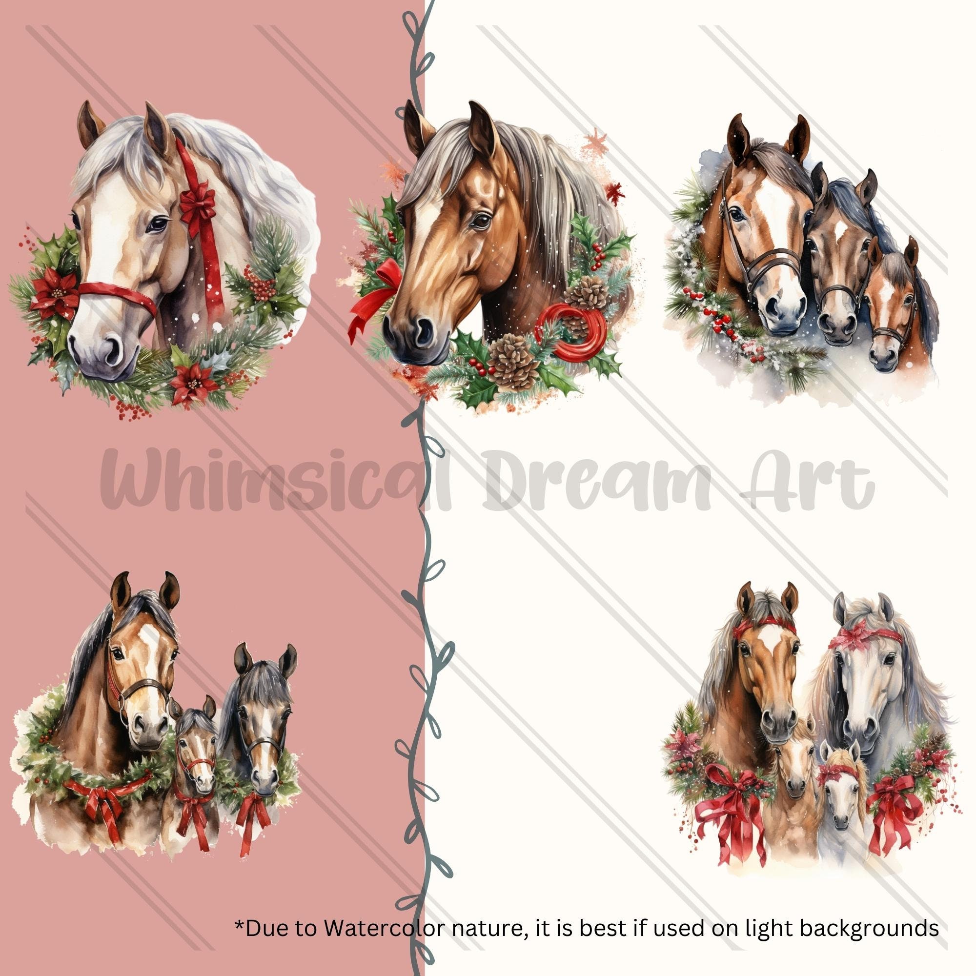 29 Christmas Horse PNG Collection, Clipart Set, Watercolor Sublimation ...