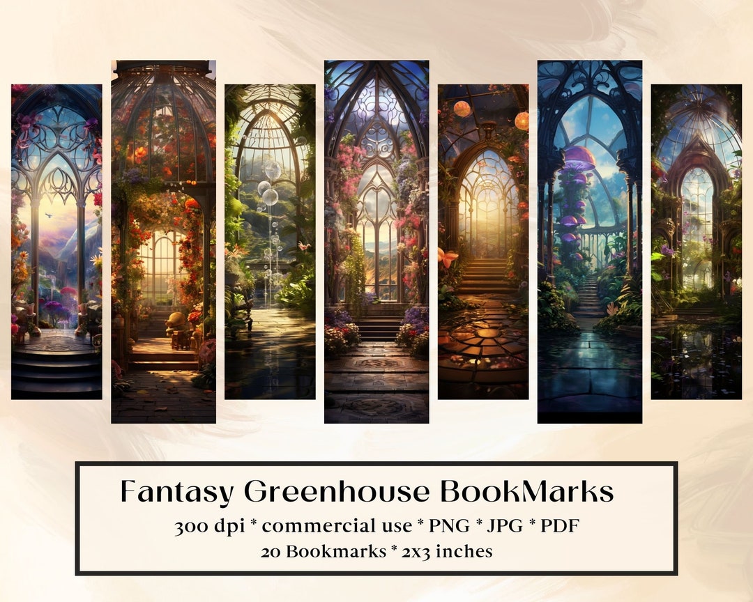20 Fantasy Greenhouse Bookmark Design, Printable Digital Download ...
