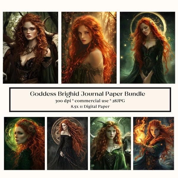 28 Brighid Digital Paper, Celestial Goddess, JPG for Book of Shadow, Grimoire Backdrop, Junk Journal, Celtic Spell, Witchcraft Pagan, Brigid