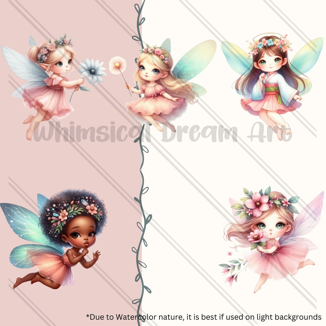 41 Cute Fairy Garden Watercolor Clipart, Fairies PNG Clipart, Floral ...