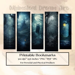 29 Dark Fantasy Forest Bookmark Designs, Printable Bookmarks Digital ...