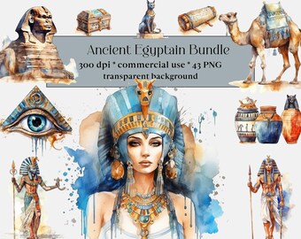 43 PNG Acquerello Fantasy Antico Egitto Clipart, Pacchetto clip art mitologia antica, Dei e dee egiziane, Effimeri storici, Viaggi
