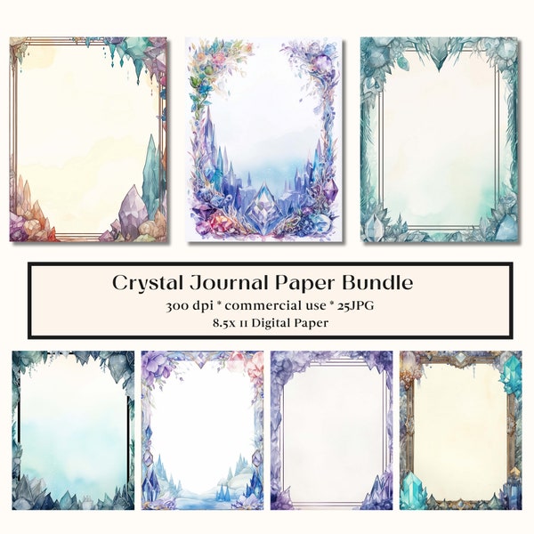 25 Crystal Journal Digital Paper, Fairy background, Fantasy World Collage Printable, Digital Crystal Kit, Crystals Junk Journal Paper, Magic