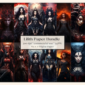 24 papier numérique Lilith, déesse céleste des ténèbres, JPG pour le Livre des ombres, toile de fond grimoire, journal indésirable, sorts celtiques, sorcellerie, païen