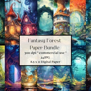 24 Fantasy Fairyland Digital Paper, Fairy background, digital art, Enchanted Forest Digital backdrops, Fantasy Backdrop, elf house, Journal