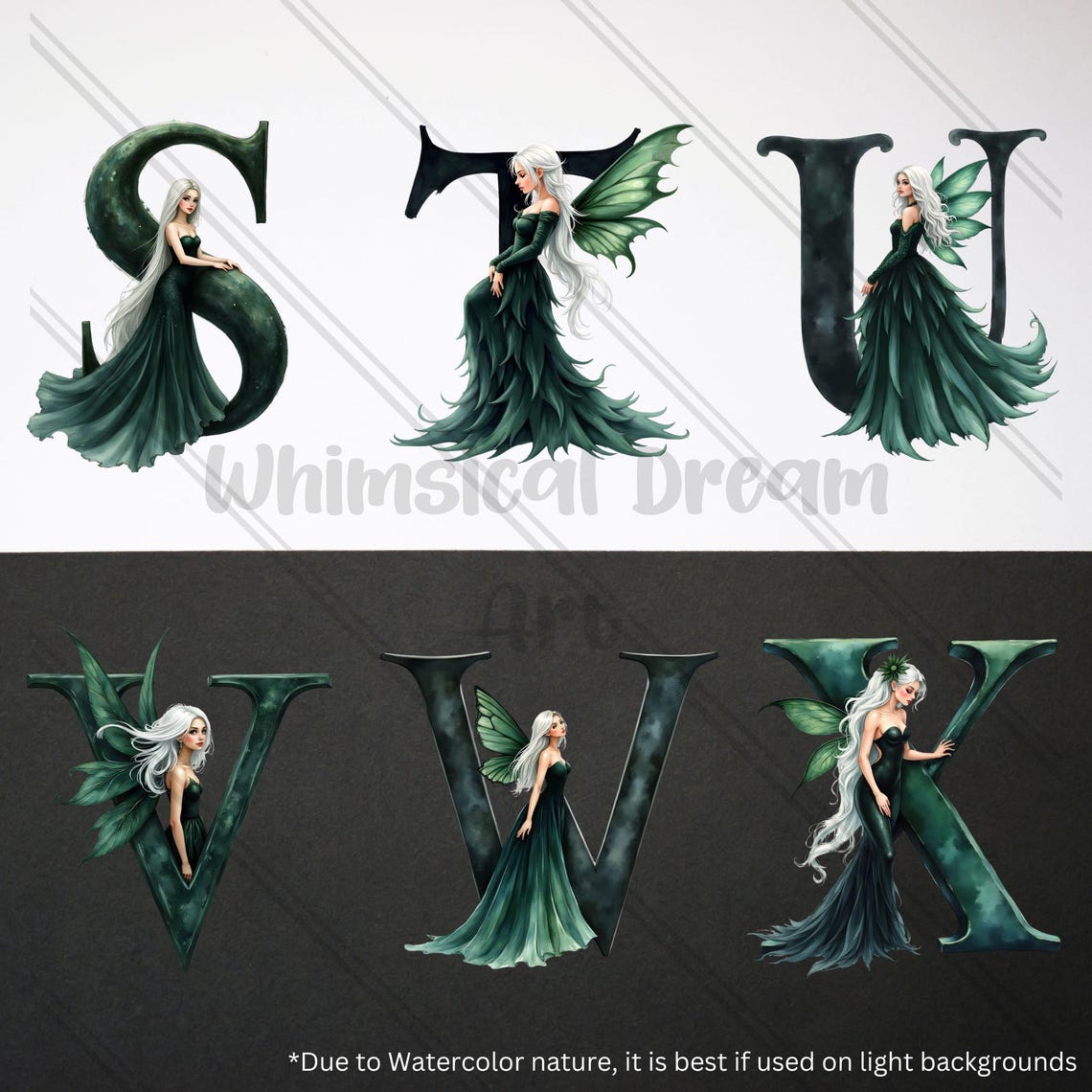 Dark Fantasy Faerie Alphabet Clipart, Gothic Floral Letters A to Z ...