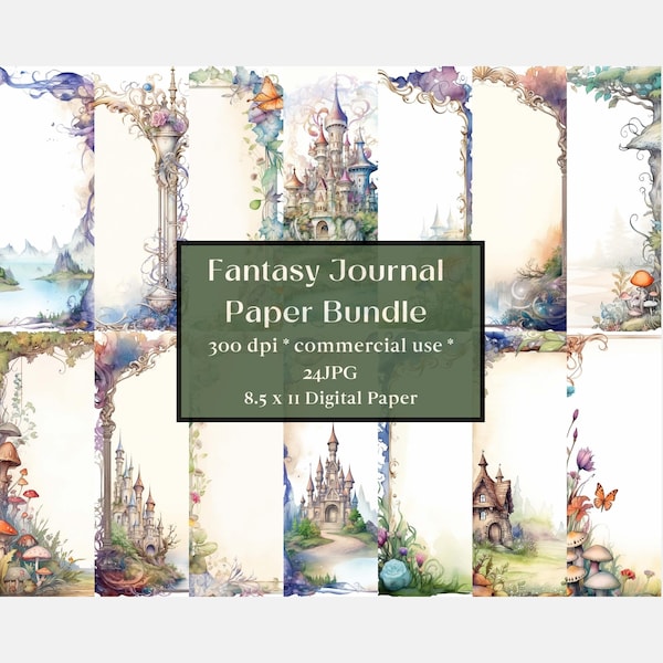 24 Fantasy Fairyland Digital Paper, Fairy background, Enchanted Mushroom Digital backdrops, Fantasy Backdrop, elf house, Journal, Castle