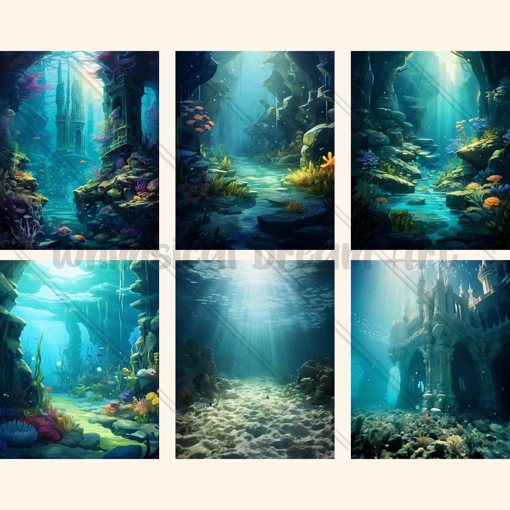 24 Enchanted Underwater Digital Paper, Under the Sea Background, Nature ...